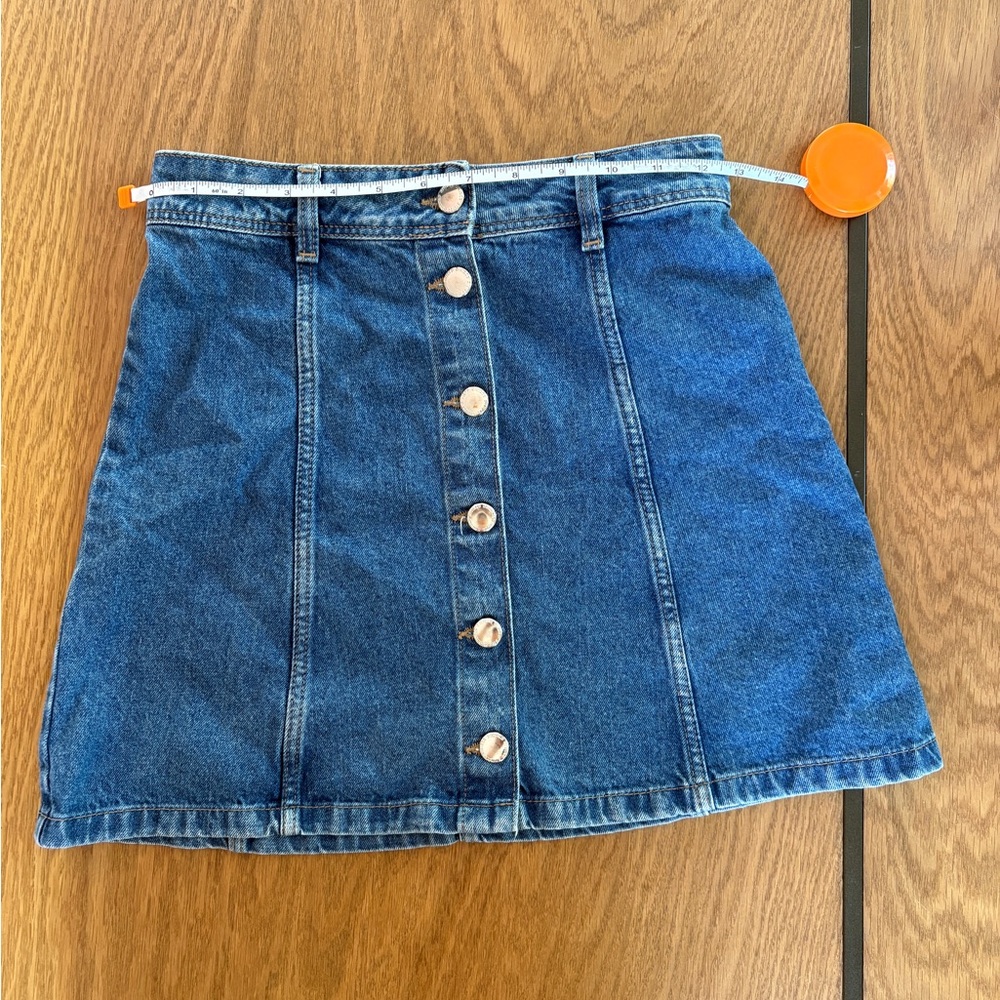 Blue Denim Mini Skirt with Button Detail
